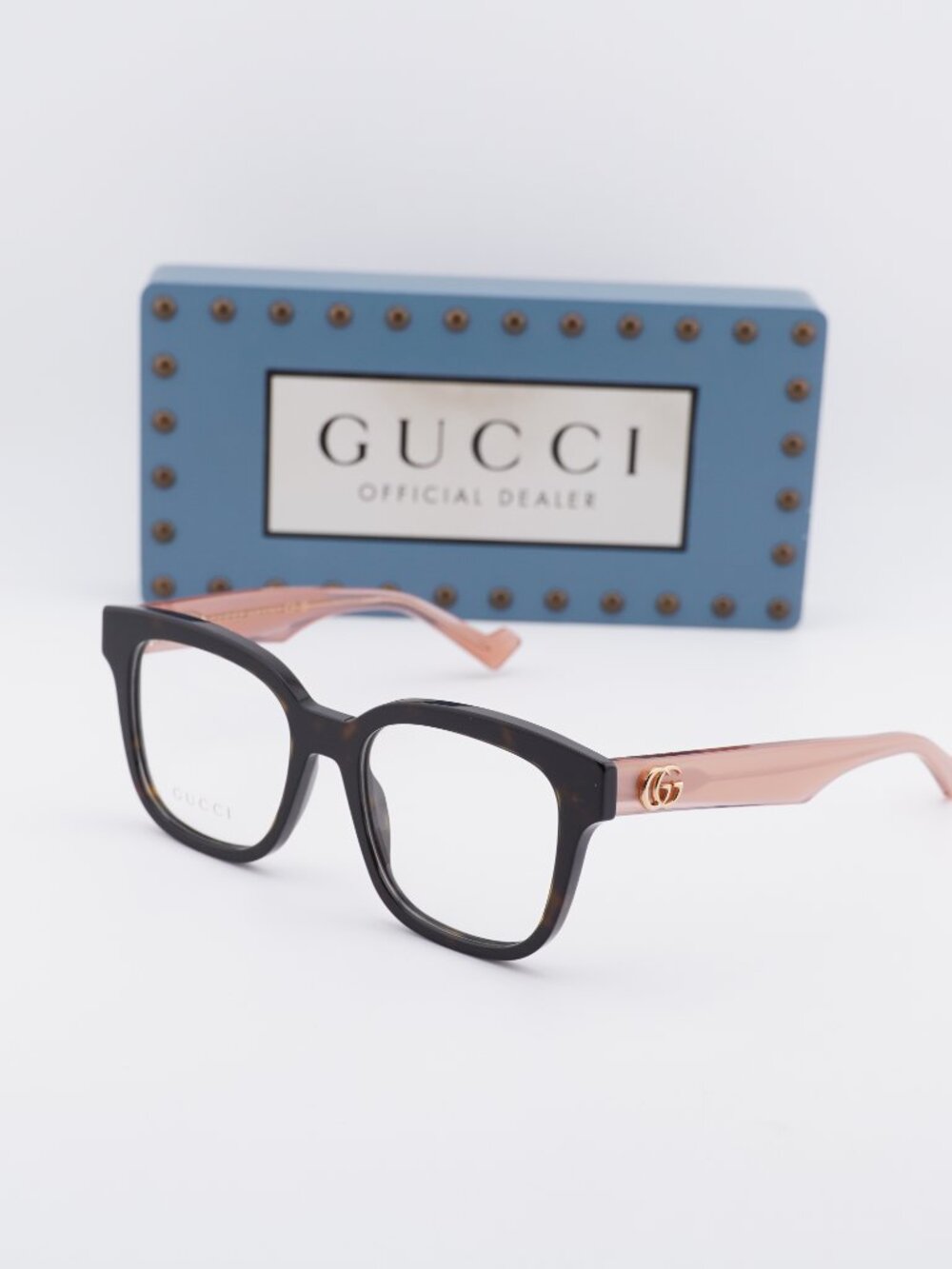 Gucci GG0958O 014 Square Eyeglasses - Dark Havana/Pink 52mm